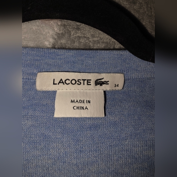 Lacoste Women’s Light Blue V-Neck Cotton Cardigan Tenniscore - Size 34 (XS/S) - Picture 4 of 4